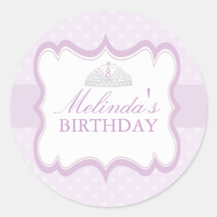 Redondo Adesivo de Aniversário de Meninas Tiara Princesa R