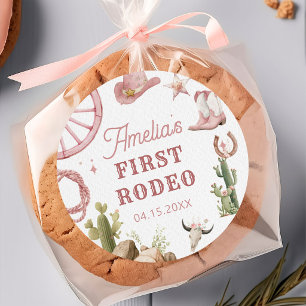 Redondo Adesivo de Aniversário de Rodeio de Cowgirl Ociden