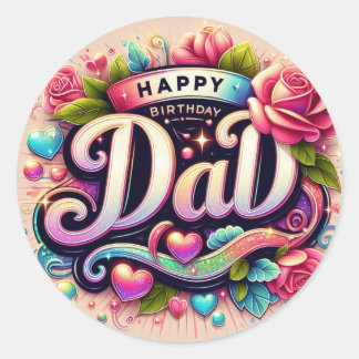Redondo Adesivo de aniversário do papai