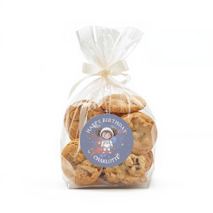 Redondo Adesivo de Aniversário Espacial de Astronauta