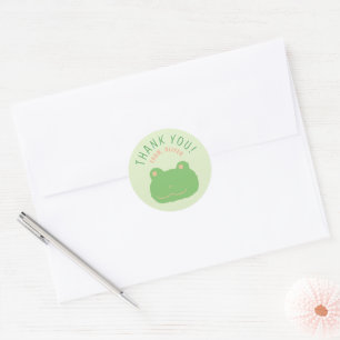 Redondo Adesivo de Aniversário Personalizado de Sapo Verde