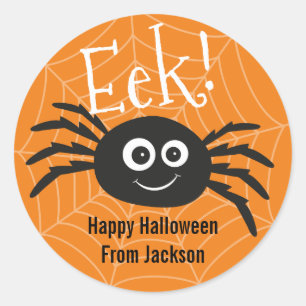 Redondo Adesivo de aranha de Hallowen feliz personalizado