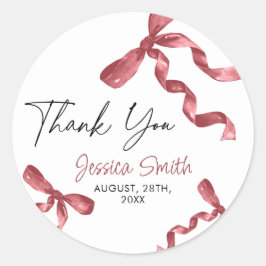 Redondo Adesivo de Arco de Borgonha Marrom Obrigado