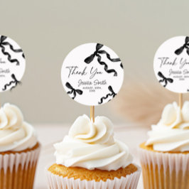 Redondo Adesivo de Arco Preto Obrigado