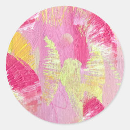 Redondo Adesivo de Arte Abstrata Rosa e Amarelo