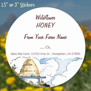 Redondo Adesivo de arte da colmeia feliz de mel personaliz