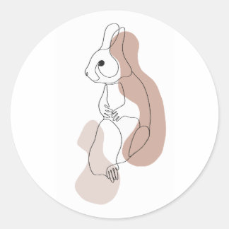 Redondo Adesivo de Arte de Linha de Coelho Minimalista