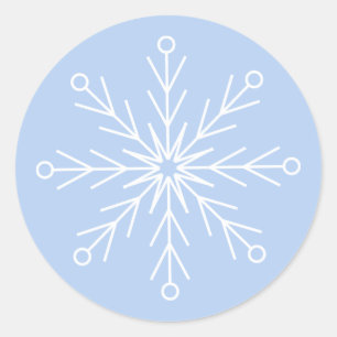 Redondo Adesivo de arte de linha de floco de neve azul