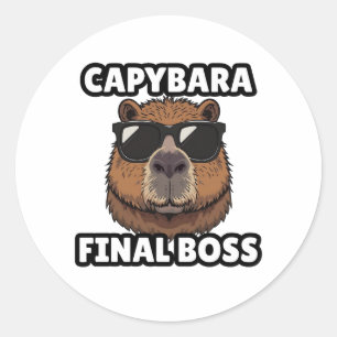 Redondo Adesivo de arte do chefe final do capivara