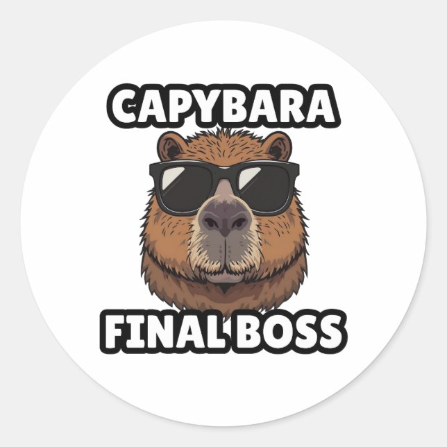 Redondo Adesivo de arte do chefe final do capivara (Frente)
