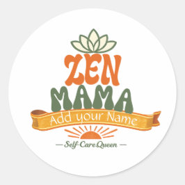 Redondo Adesivo de Arte Personalizado Retro Zen Mama Yoga 