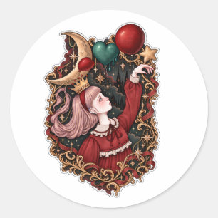 Redondo Adesivo de Arte Simbólica Gótica Balão Desinflado