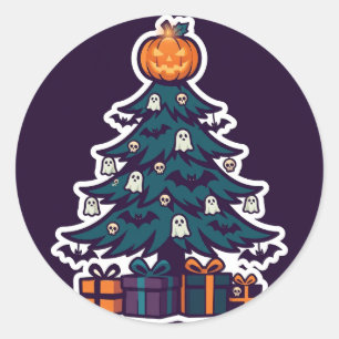 Redondo Adesivo de Árvore de Natal Assombrada