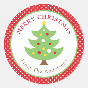 Redondo Adesivo de árvore de Natal Personalizado