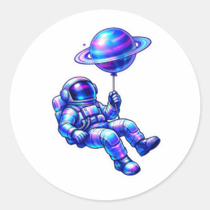 Redondo Adesivo de Astronauta Espacial Holográfico Futuris