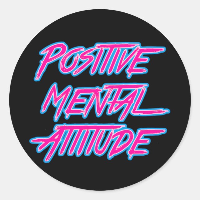 Redondo Adesivo de atitude mental positivo (Frente)