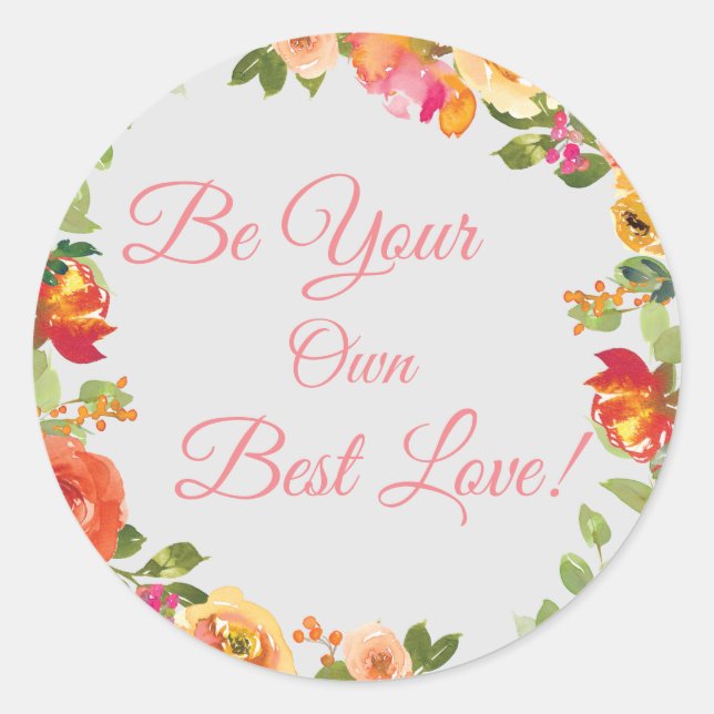 Redondo Adesivo de autoluva floral de aquarela (Frente)
