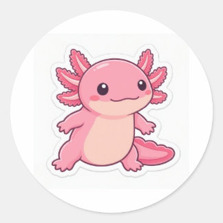 Redondo Adesivo de Axolote Rosa Fofo