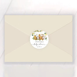 Redondo Adesivo de Baby Chá dos Animais da Savana