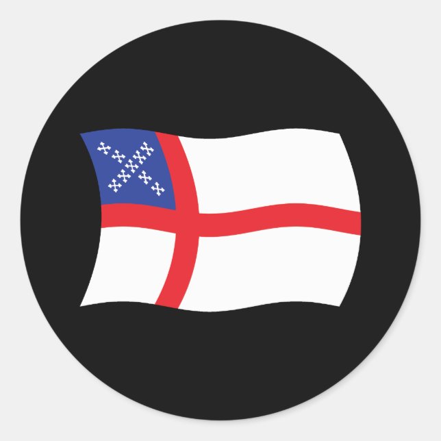 Redondo Adesivo de bandeira da Igreja Episcopal dos EUA (Frente)