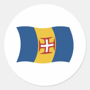 Redondo Adesivo de Bandeira da Madeira