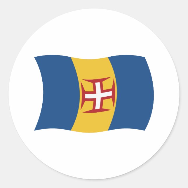 Redondo Adesivo de Bandeira da Madeira (Frente)