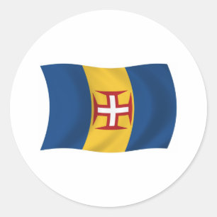 Redondo Adesivo de Bandeira da Madeira