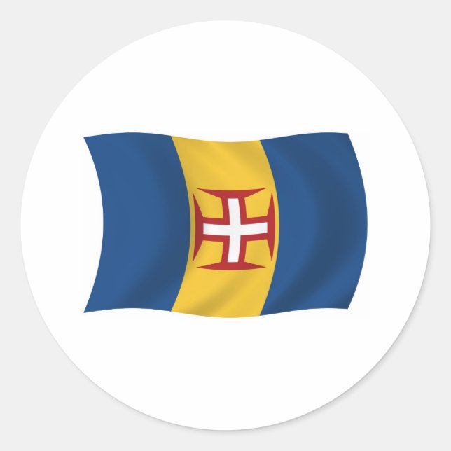 Redondo Adesivo de Bandeira da Madeira (Frente)
