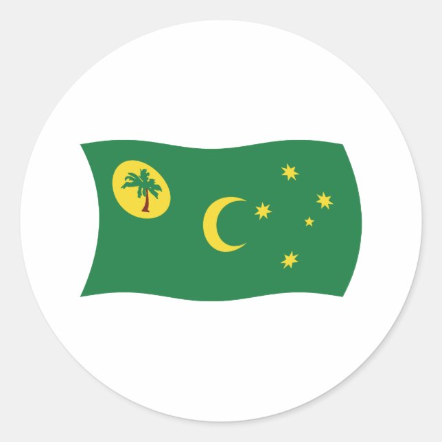 Redondo Adesivo de bandeira das Ilhas Cocos (Frente)