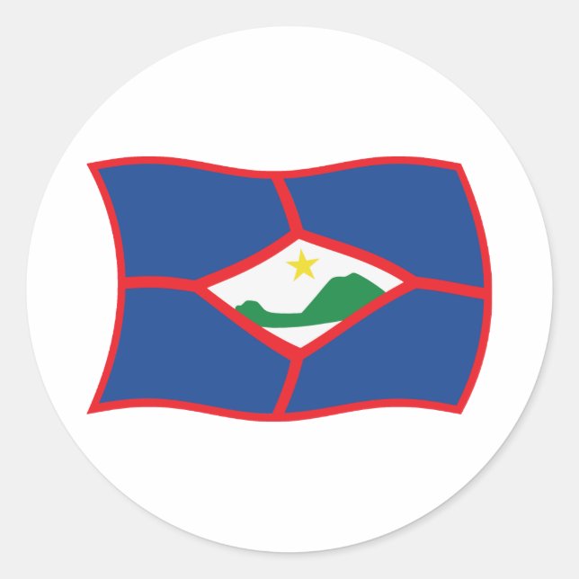 Redondo Adesivo de Bandeira de Sint Eustatius (Frente)