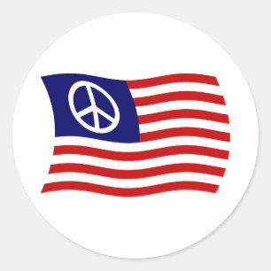 Redondo Adesivo de bandeira do sinal de paz dos EUA