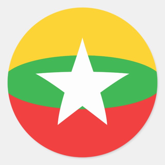 Redondo Adesivo de bandeira Fisheye de Myanmar (Frente)