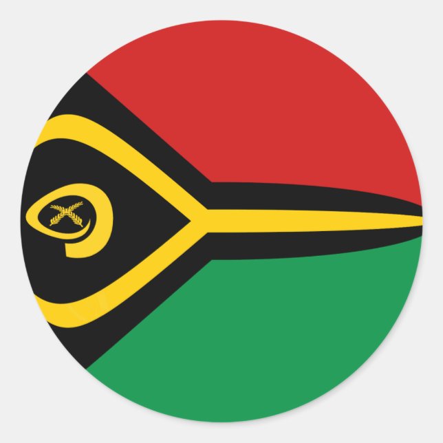 Redondo Adesivo de Bandeira Fisheye de Vanuatu (Frente)
