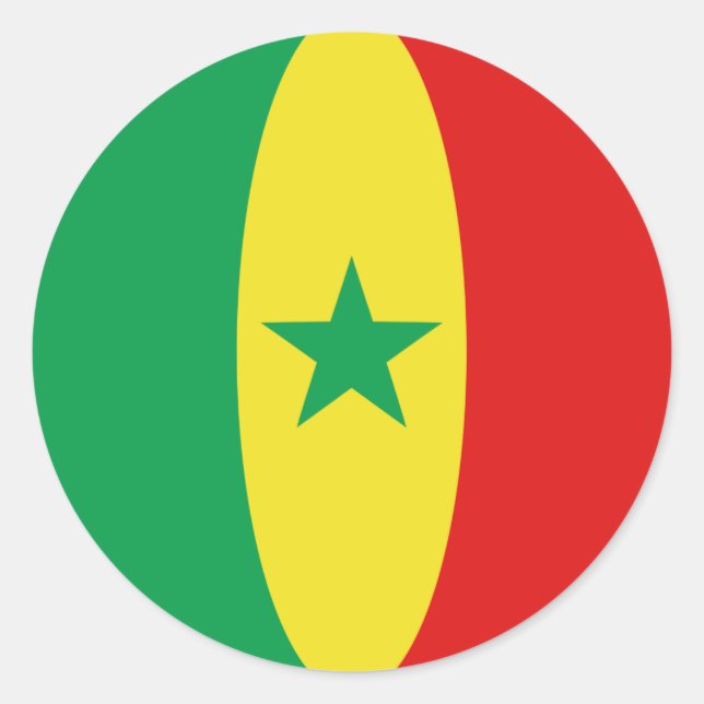 Redondo Adesivo de Bandeira Fisheye do Senegal (Frente)