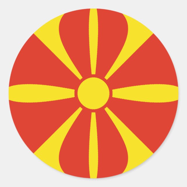 Redondo Adesivo de bandeira olho de peixe da Macedônia do  (Frente)
