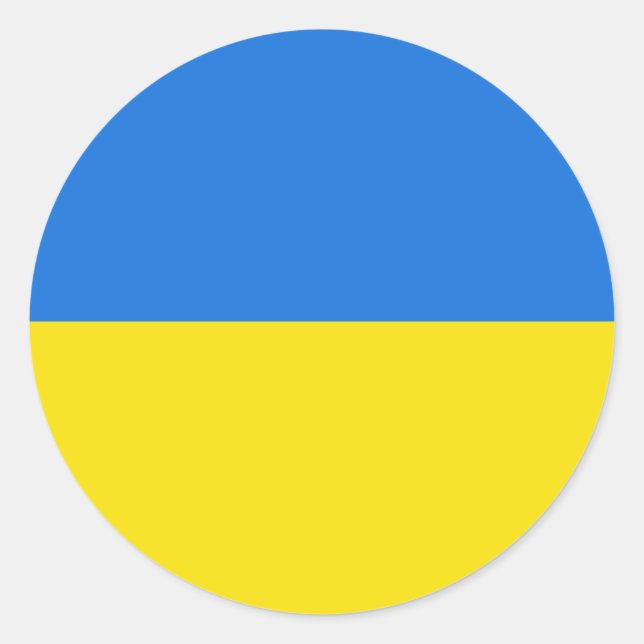 Redondo Adesivo de Bandeira Olho de Peixe da Ucrânia (Frente)