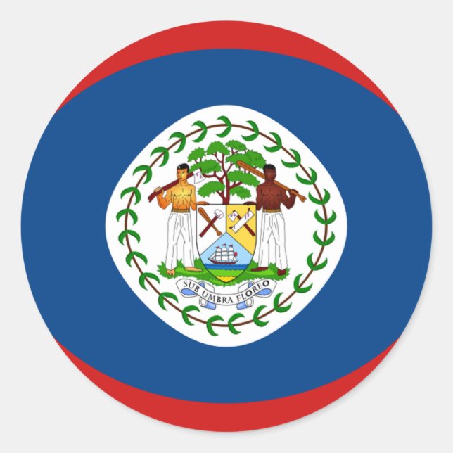 Redondo Adesivo de Bandeira Olho de Peixe de Belize (Frente)