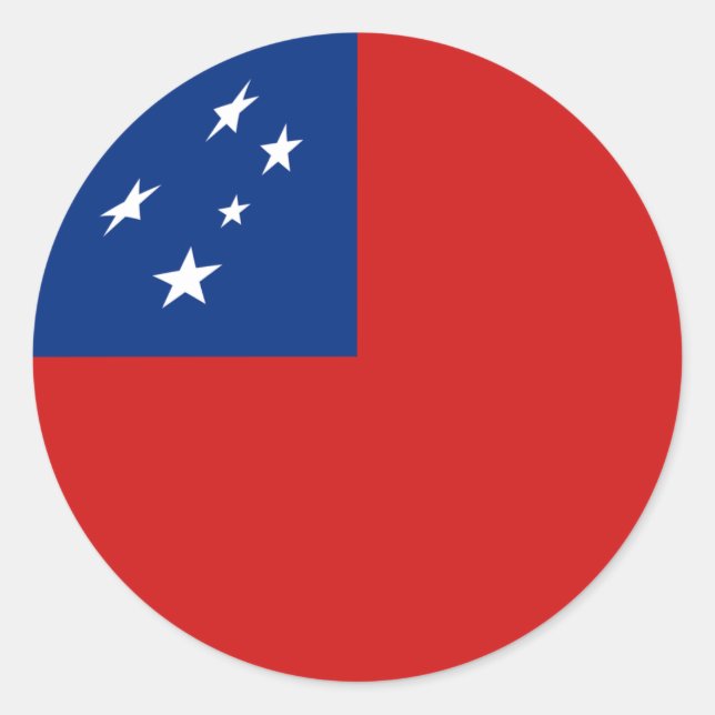 Redondo Adesivo de Bandeira Olho de Peixe de Samoa (Frente)