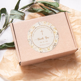 Redondo Adesivo de Batismo / Batizado de Flor Silvestre El