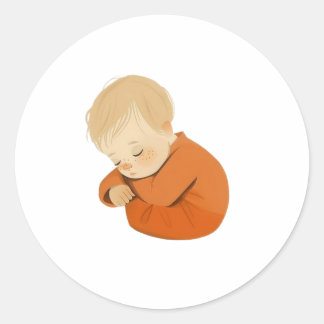 Redondo Adesivo de Bebê Dormindo – Design de Desenho Anima