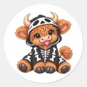 Redondo Adesivo de Bebê Vaca das Terras Altas Fofo com Fan