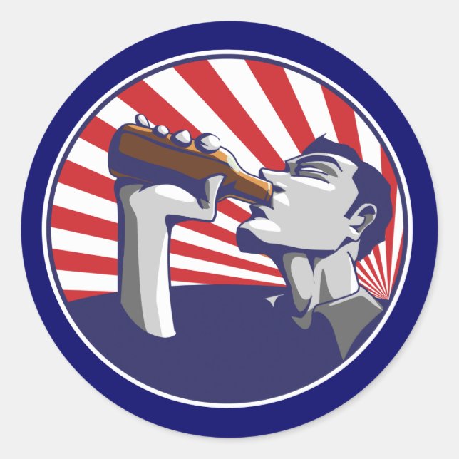 Redondo Adesivo de bebida de cerveja cores patrióticas (Frente)