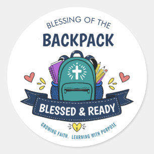 Redondo Adesivo de Bênção de Mochila Blessed & Ready para 