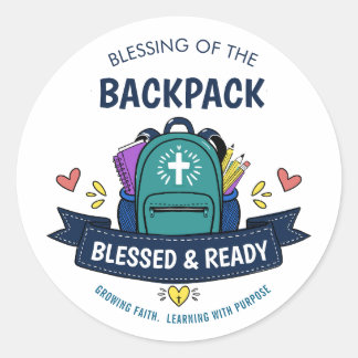 Redondo Adesivo de Bênção de Mochila Blessed & Ready para