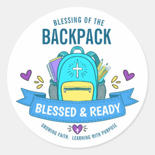 Redondo Adesivo de Bênção de Mochila Blessed & Ready para 
