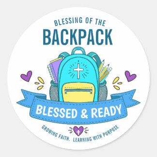 Redondo Adesivo de Bênção de Mochila Blessed & Ready para