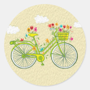Redondo Adesivo de Bicicleta Floral Vintage Fofo