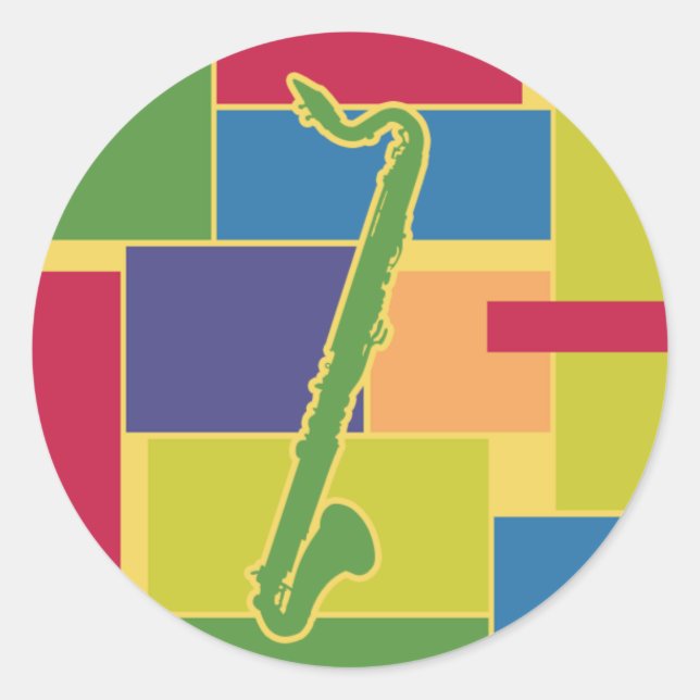 Redondo Adesivo de blocos de cores Clarinet de latão (Frente)