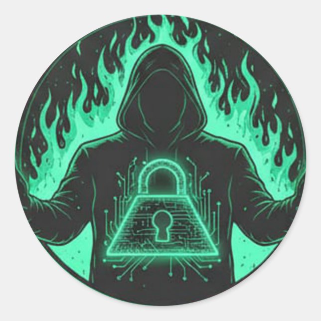 Redondo Adesivo de Bloqueio de Hacker (Frente)