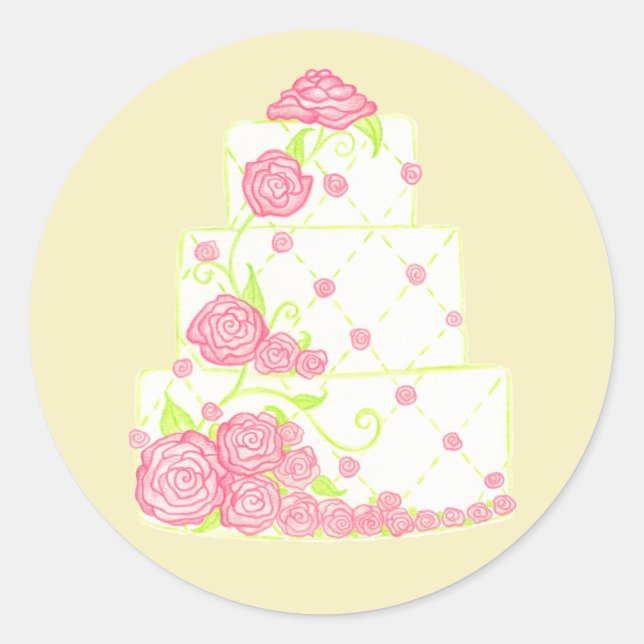 Redondo Adesivo de Bolo de Casamento (Frente)